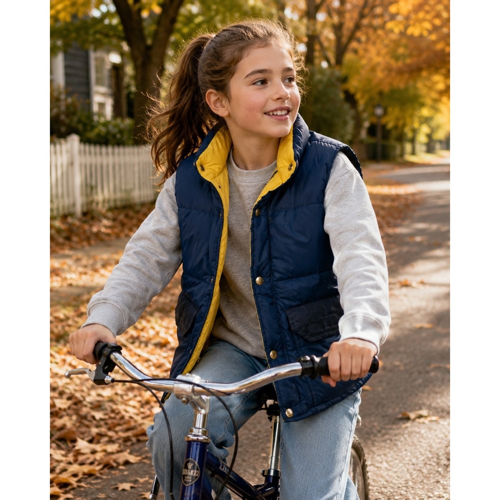 Hudson Bay Outfitters Puffer Vest Kids XS Navy Blue Quilted Vintage Outerwear